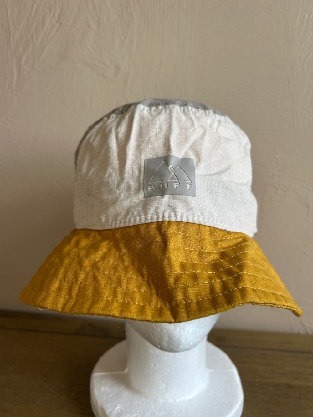 Buff Two-Tone Sun Bucket Hat Wider Brim, Adjustable Fastener, Trekking, Hiking.